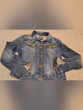 Lucky Brand Blue Denim Jacket - Flowers And Bugs Sz M